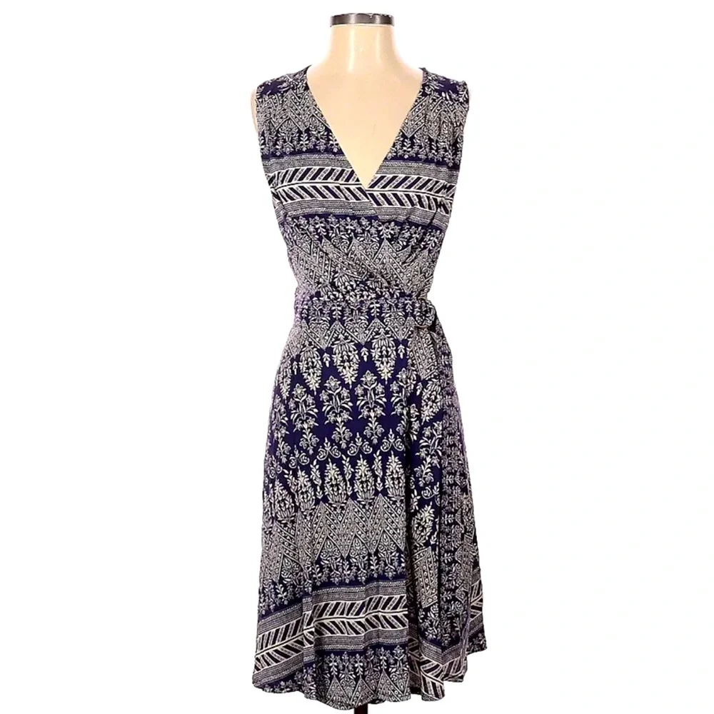 TORY BURCH | Purple Wrap Midi Dress | Size S - Picture 1 of 2